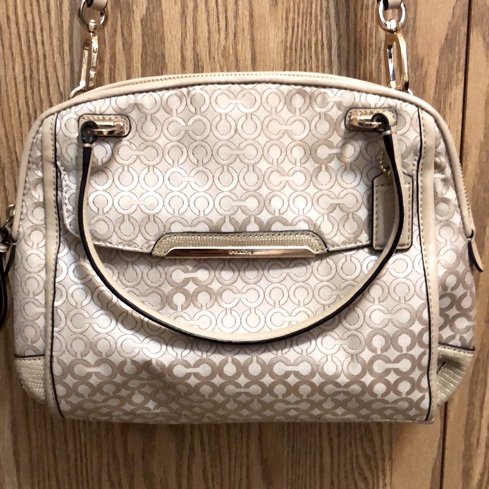 COACH Madison OP Art Pearlescent Satchel crossbody bag #30406